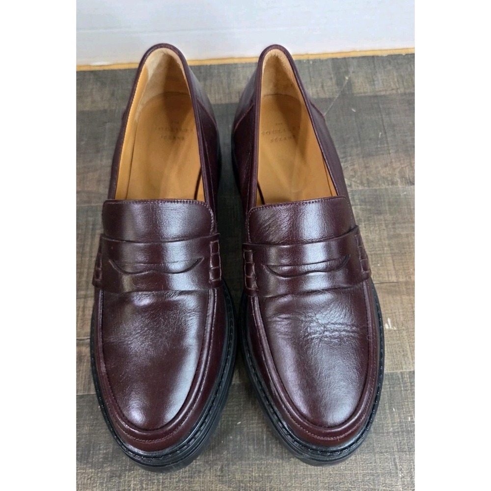 Sézane Albane Loafers Brownish Red Leather Thick Lug Sole Shoes EU 39 US 8
